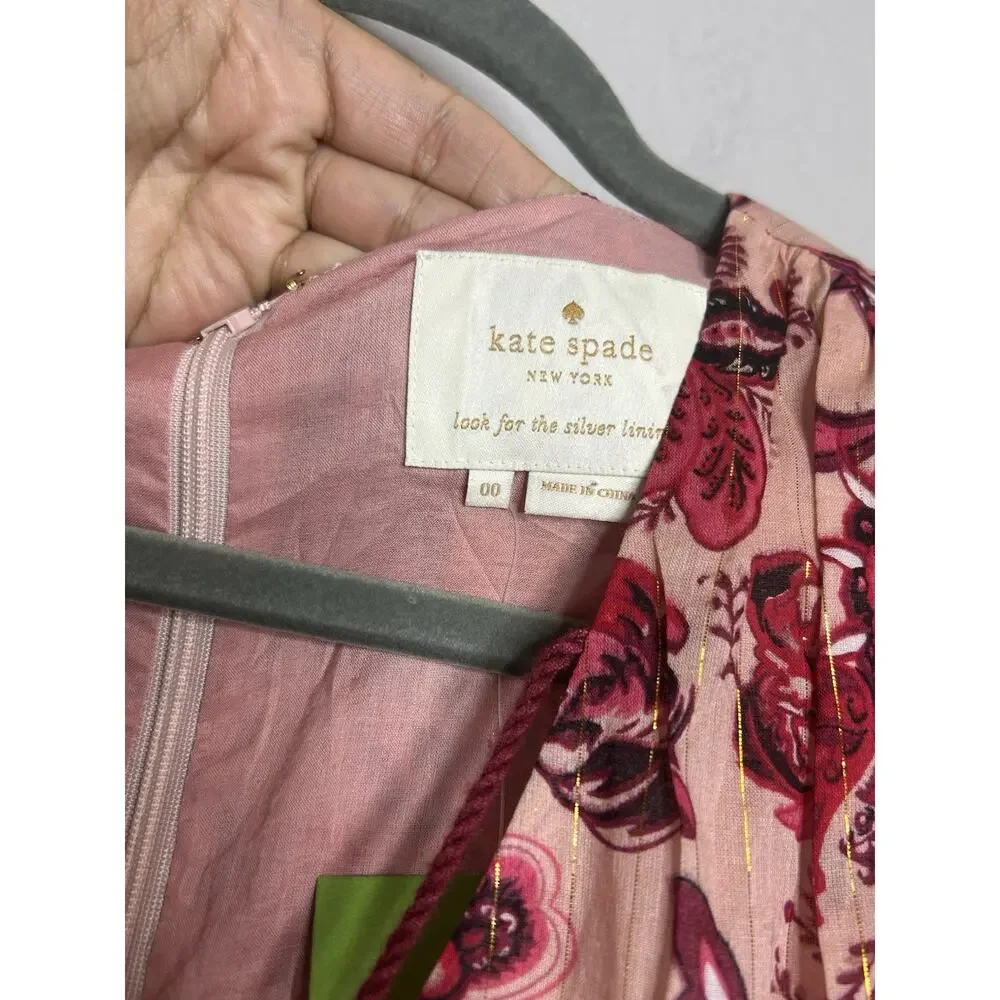 KATE SPADE New York Sleveless Pink Paisley Blossom Dress Classy Feminine Size 00